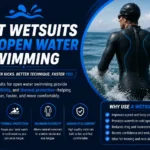 Male swimmer wearing full sleeve wetsuit in open water