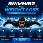 Male swimmer in full kit performing butterfly stroke in a pool for weight loss and fitness