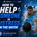 Helping someone in distress in the water using safe rescue techniques.