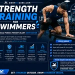 Strength training for swimmers with a male swimmer performing a dumbbell row in the gym