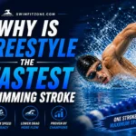Swimmer performing fast freestyle stroke